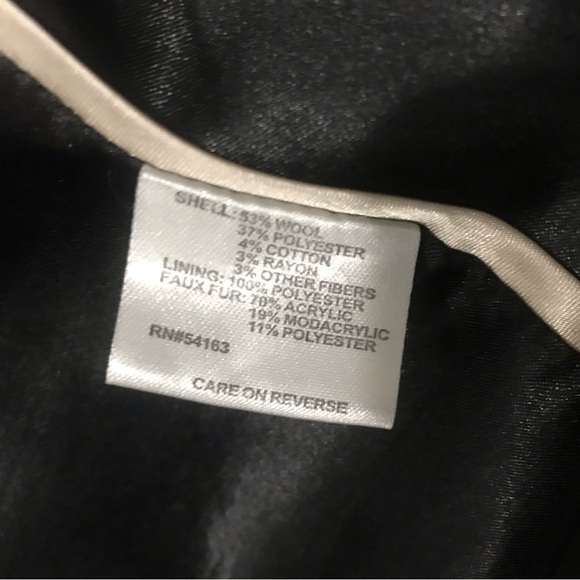 Calvin Klein Black Belted faux fur collar Coat - Picture 10 of 12